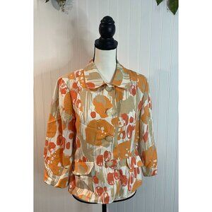 Vintage Kasper Essential Sportswear Floral Jacket With Button Front&Pockets Sz8